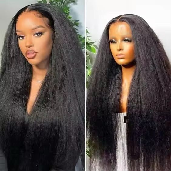 Kinky straight 13/4 Lace Frontal wig Human Hair